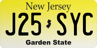 NJ license plate J25SYC