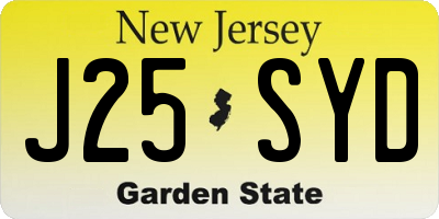 NJ license plate J25SYD