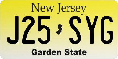 NJ license plate J25SYG
