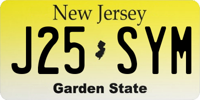 NJ license plate J25SYM