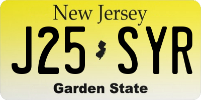 NJ license plate J25SYR