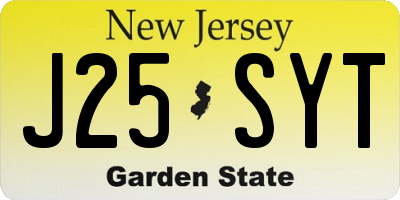 NJ license plate J25SYT