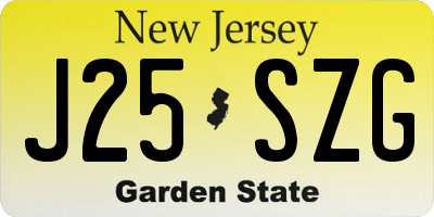 NJ license plate J25SZG