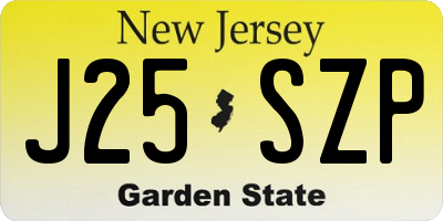 NJ license plate J25SZP