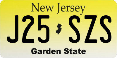 NJ license plate J25SZS