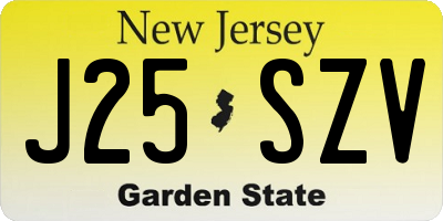 NJ license plate J25SZV