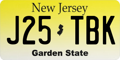 NJ license plate J25TBK