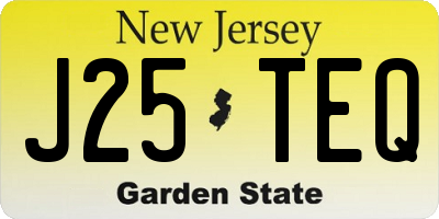 NJ license plate J25TEQ
