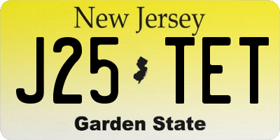 NJ license plate J25TET
