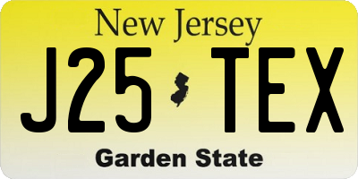 NJ license plate J25TEX