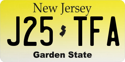 NJ license plate J25TFA