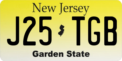 NJ license plate J25TGB
