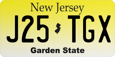 NJ license plate J25TGX