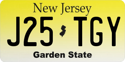 NJ license plate J25TGY