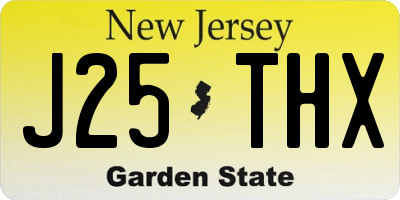 NJ license plate J25THX