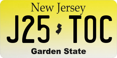 NJ license plate J25TOC