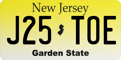 NJ license plate J25TOE