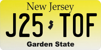NJ license plate J25TOF