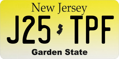 NJ license plate J25TPF