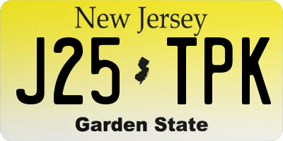 NJ license plate J25TPK