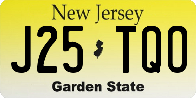 NJ license plate J25TQO