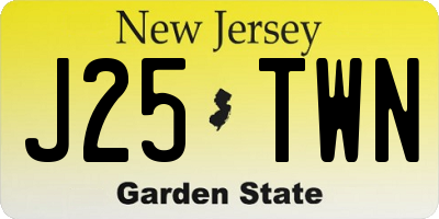 NJ license plate J25TWN
