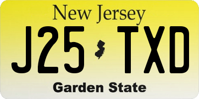 NJ license plate J25TXD