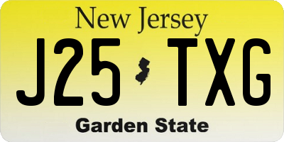 NJ license plate J25TXG