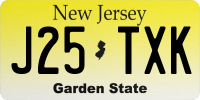 NJ license plate J25TXK