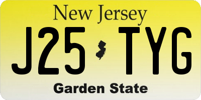 NJ license plate J25TYG