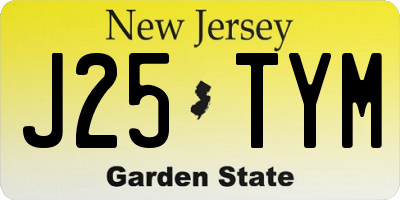 NJ license plate J25TYM