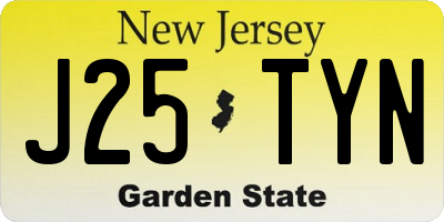 NJ license plate J25TYN