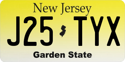 NJ license plate J25TYX