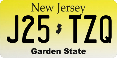 NJ license plate J25TZQ
