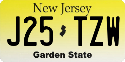 NJ license plate J25TZW