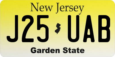 NJ license plate J25UAB