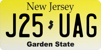 NJ license plate J25UAG
