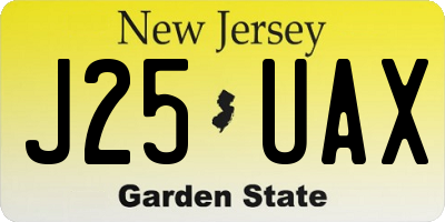 NJ license plate J25UAX