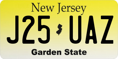 NJ license plate J25UAZ