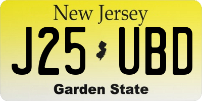 NJ license plate J25UBD