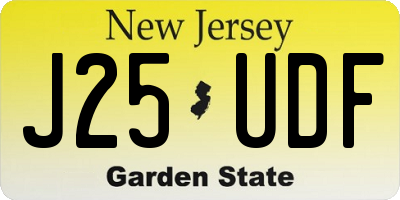 NJ license plate J25UDF