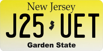 NJ license plate J25UET