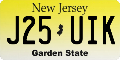 NJ license plate J25UIK