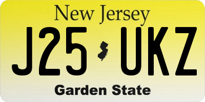 NJ license plate J25UKZ