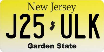 NJ license plate J25ULK