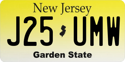 NJ license plate J25UMW