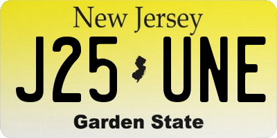 NJ license plate J25UNE