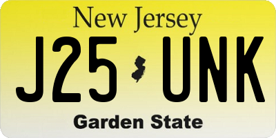 NJ license plate J25UNK