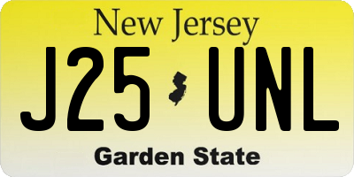 NJ license plate J25UNL