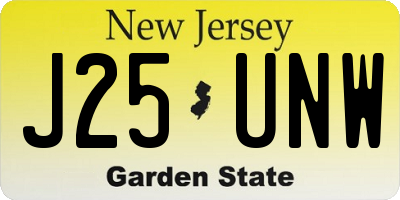 NJ license plate J25UNW